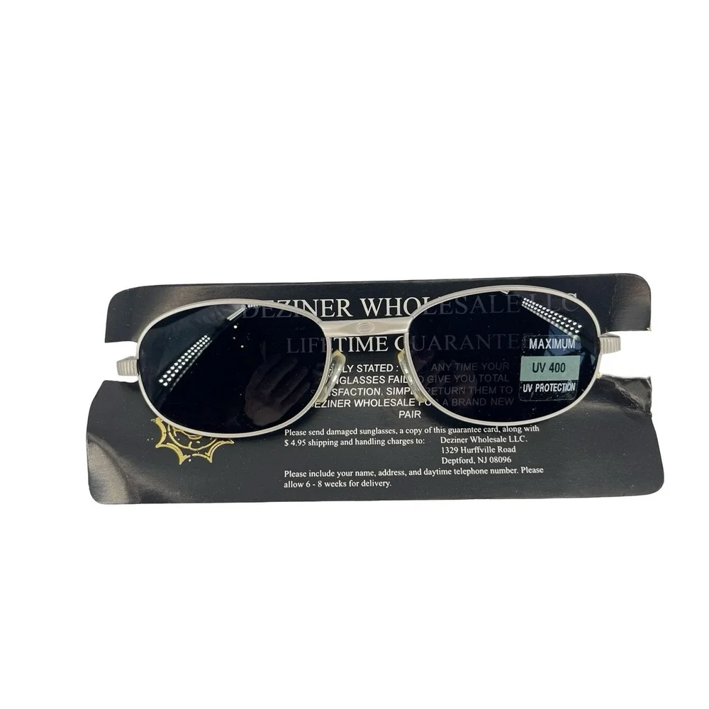 Deziner Wholesale LLC Oval Metal Sunglasses Silver Frame Blue Lens UV400